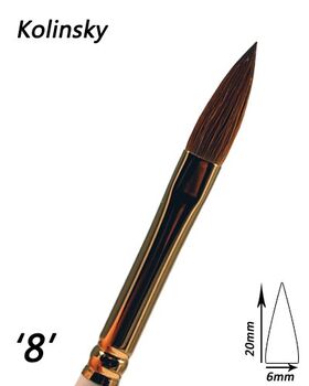 Kolinsky brush "8" gold line flat-round