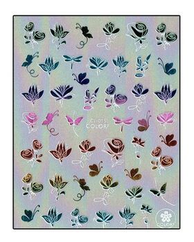 Aphro Nails nail sticker Gold Flowers Colorful CJ015SZ