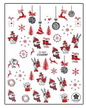 Aphro Nails nail sticker Snowman Red CJ027P