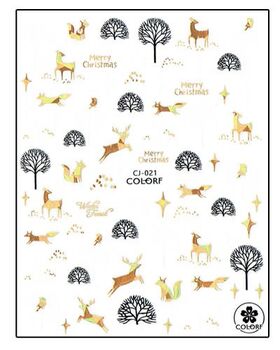 Aphro Nails nail sticker Winter Forest Gold CJ021A