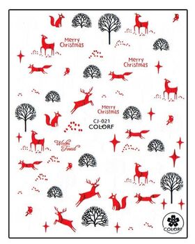 Aphro Nails nail sticker Winter Forest Red CJ021P