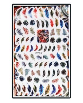 Nail Sticker Colorful leaves F735