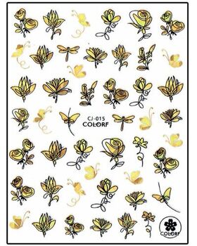 Nail sticker Gold Flowers CJ015
